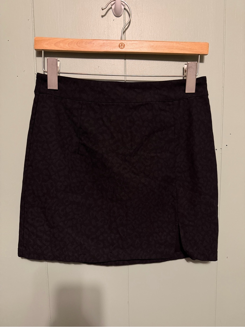 Garage Black Mini Skirt with Subtle Leopard Jacquard